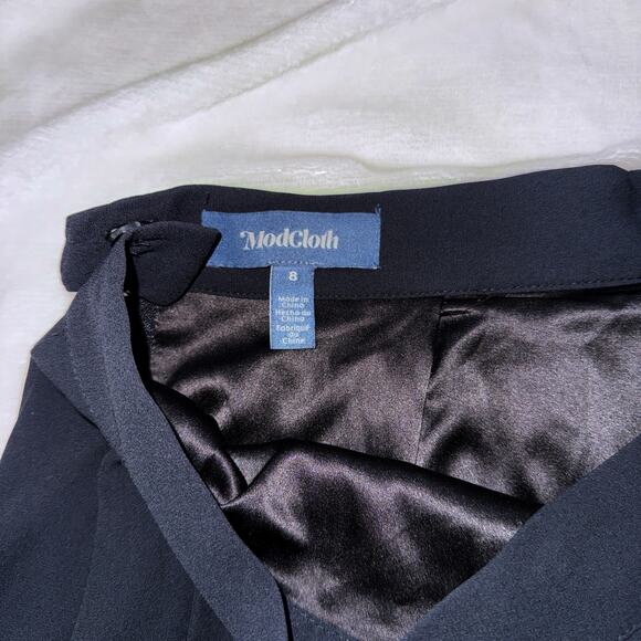 ModCloth Black Midi Skirt Chiffon 8 Pleated A‑Line Dark Academia Whimisigoth - Picture 10 of 11